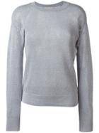 Michael Michael Kors Metallic Thread Sweater, Women's, Size: Large, Grey, Cotton/acrylic/polyester/metallic Fibre