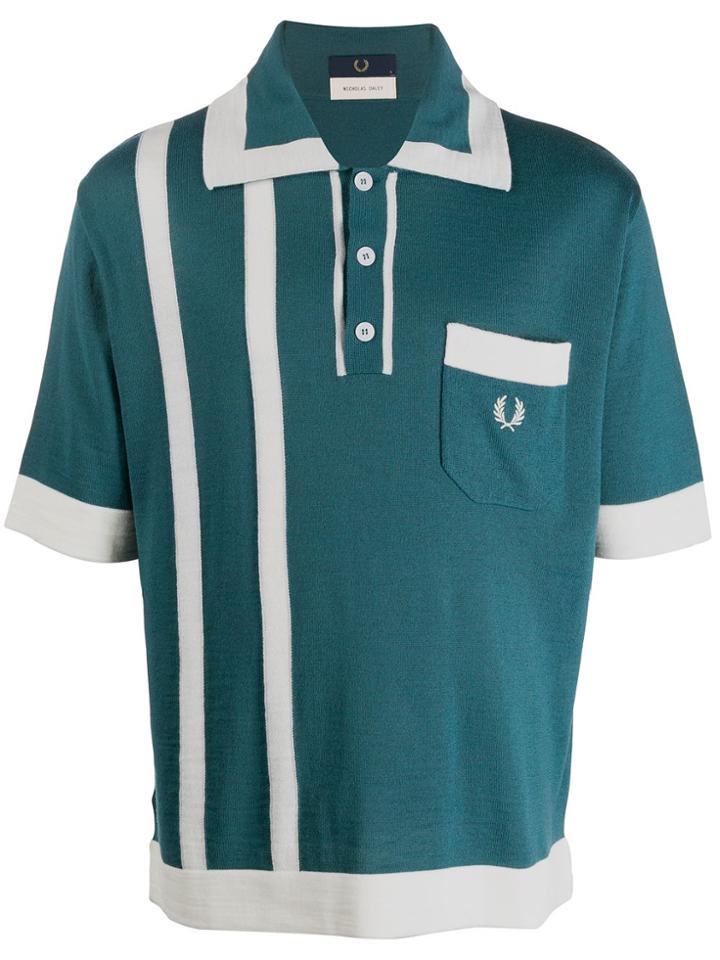 Fred Perry Logo Stripe Polo Shirt - Blue