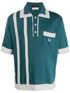 Fred Perry Logo Stripe Polo Shirt - Blue