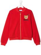 Moschino Kids Teen Logo Bear Print Bomber Jacket - Red