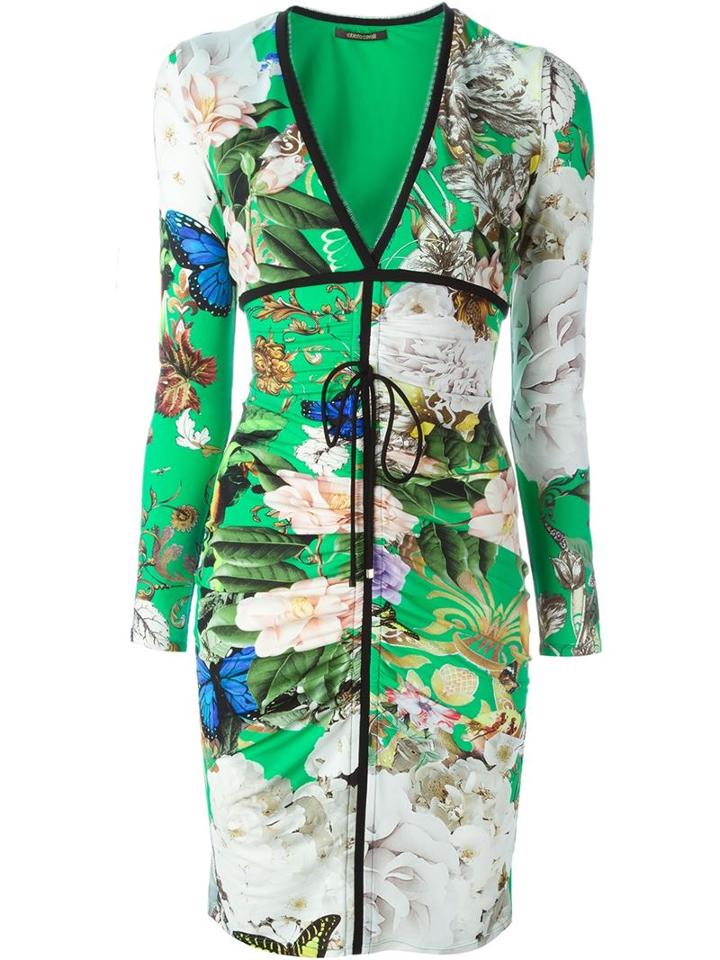Roberto Cavalli Botanical Print Sheath Dress