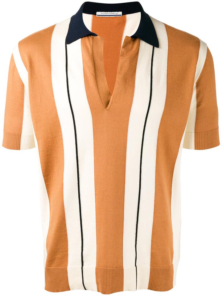 Andrea Pompilio Open Polo Shirt, Men's, Size: 52, Brown, Cotton