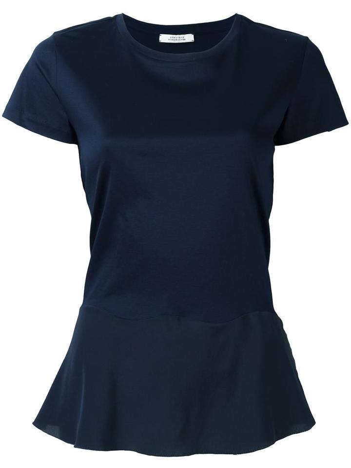 Dorothee Schumacher Ruffled Hem T-shirt, Women's, Size: 6, Blue, Cotton/silk