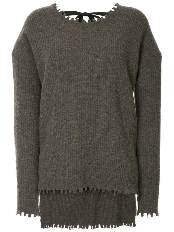 Uma Wang Raw Edge Ribbed Sweater - Grey