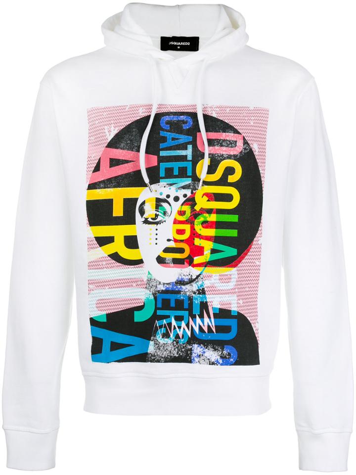Dsquared2 Printed Hooded Sweatshirt - White