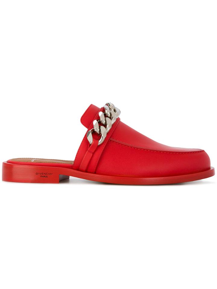 Givenchy Backless Chain Mules - Red
