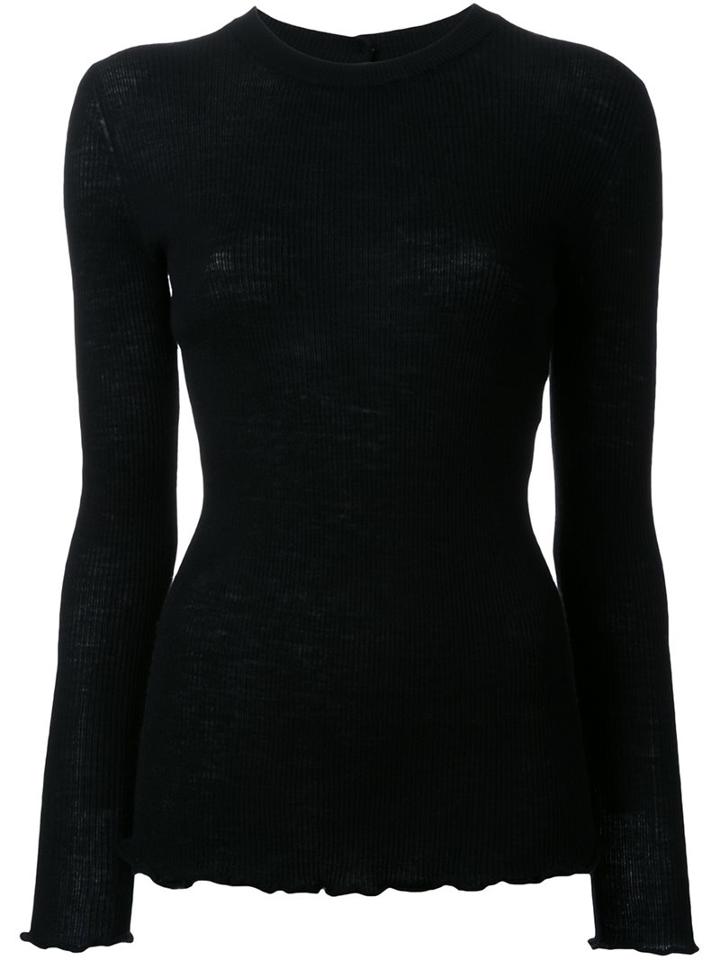 Proenza Schouler Ribbed Fine Knit Jumper, Women's, Size: Large, Black, Wool