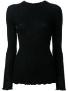 Proenza Schouler Ribbed Fine Knit Jumper, Women's, Size: Large, Black, Wool