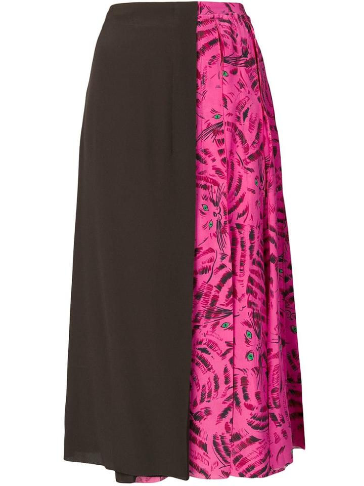 Marni Cat Printed Full Skirt - Brown