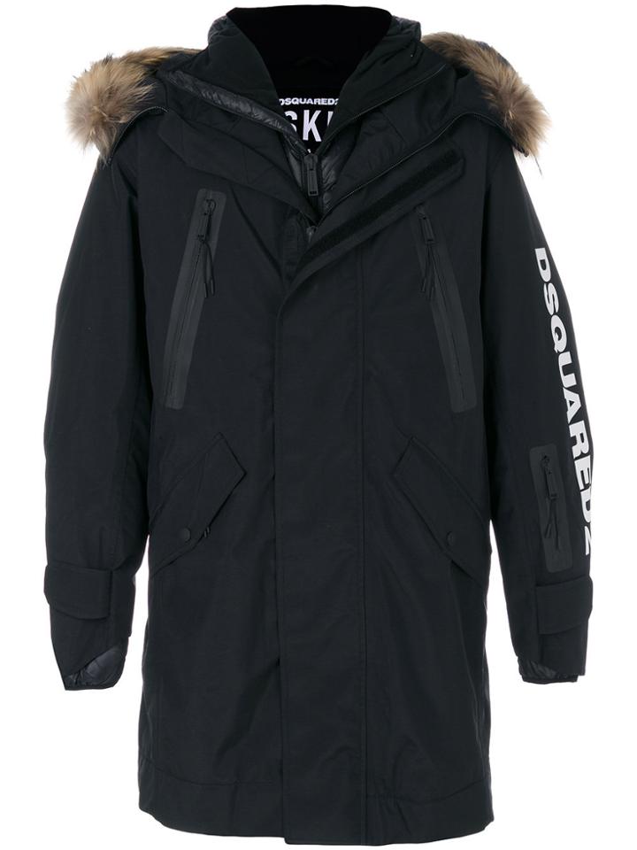 Dsquared2 Fur Hooded Parka - Black