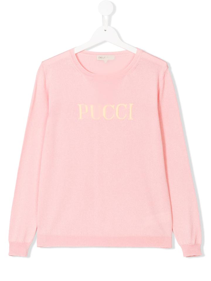 Emilio Pucci Junior Logo Embroidered Jumper - Pink & Purple