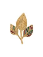 Susan Caplan Vintage D'orlan Textured Leaf Brooch - Gold