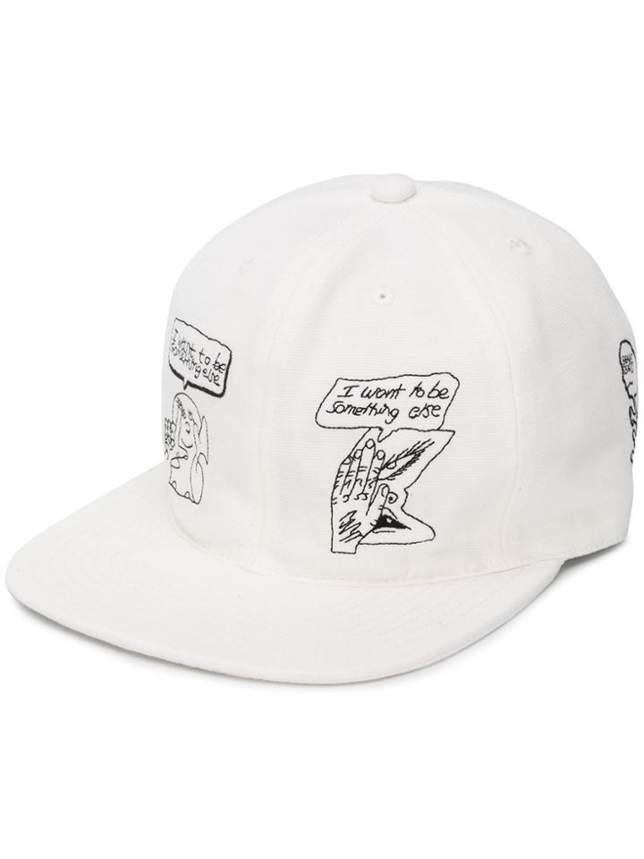 Brain Dead Embroidered Illustration Baseball Cap - White