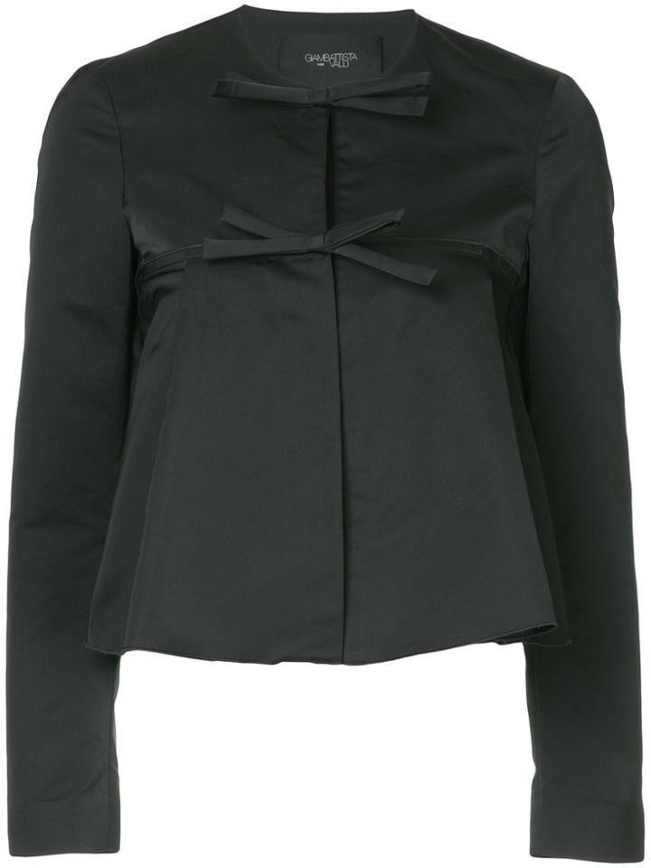 Giambattista Valli Satin Pleated Bow Jacket - Black