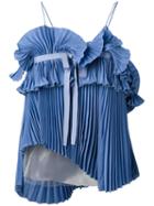 Rochas - Pleated Top - Women - Silk/polyamide - 40, Blue, Silk/polyamide