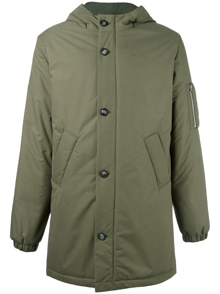 A.p.c. 'siberie' Parka, Men's, Size: Medium, Green, Polyester/viscose/nylon