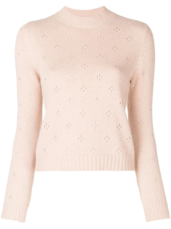 Red Valentino Embellished Knit Sweater - Nude & Neutrals