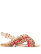 Emanuela Caruso Fringed Open-toe Sandals - Neutrals