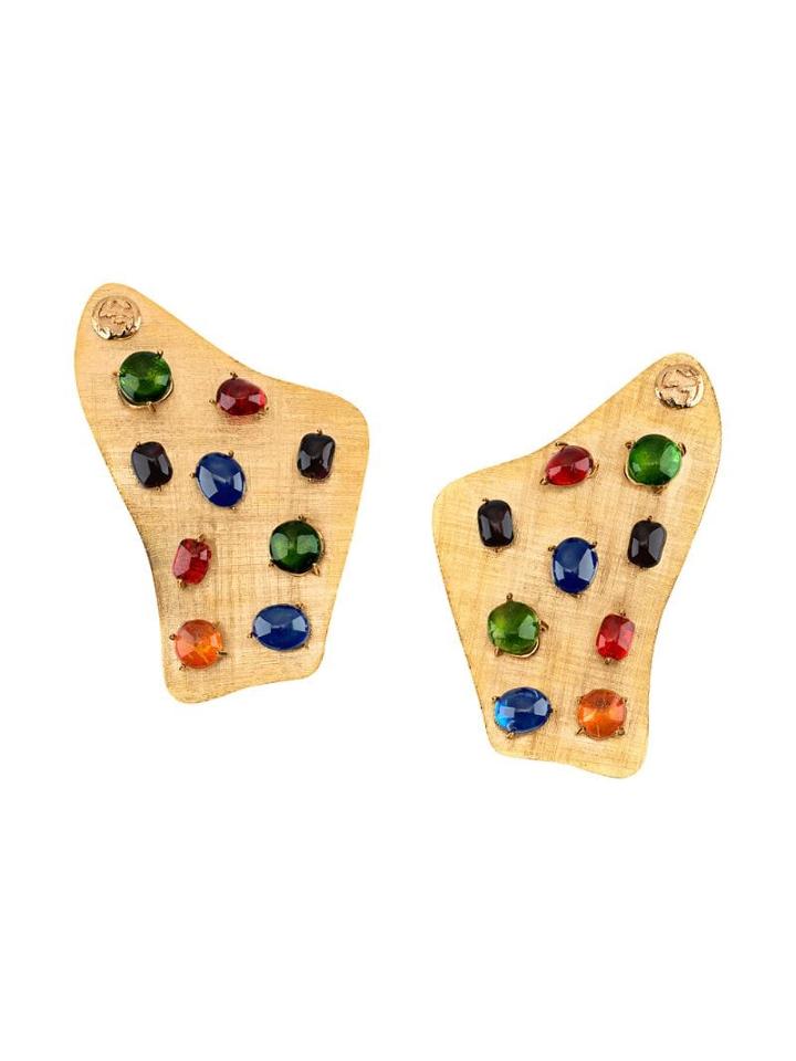 Gucci Cabochon Embellished Earrings - Gold