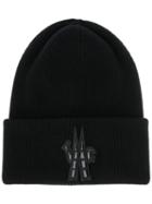 Moncler Grenoble Logo Patch Knitted Beanie - Black