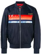 Diesel Printed Stripe Bomber Jacket, Men's, Size: Large, Blue, Polyimide/polyester/spandex/elastane/viscose