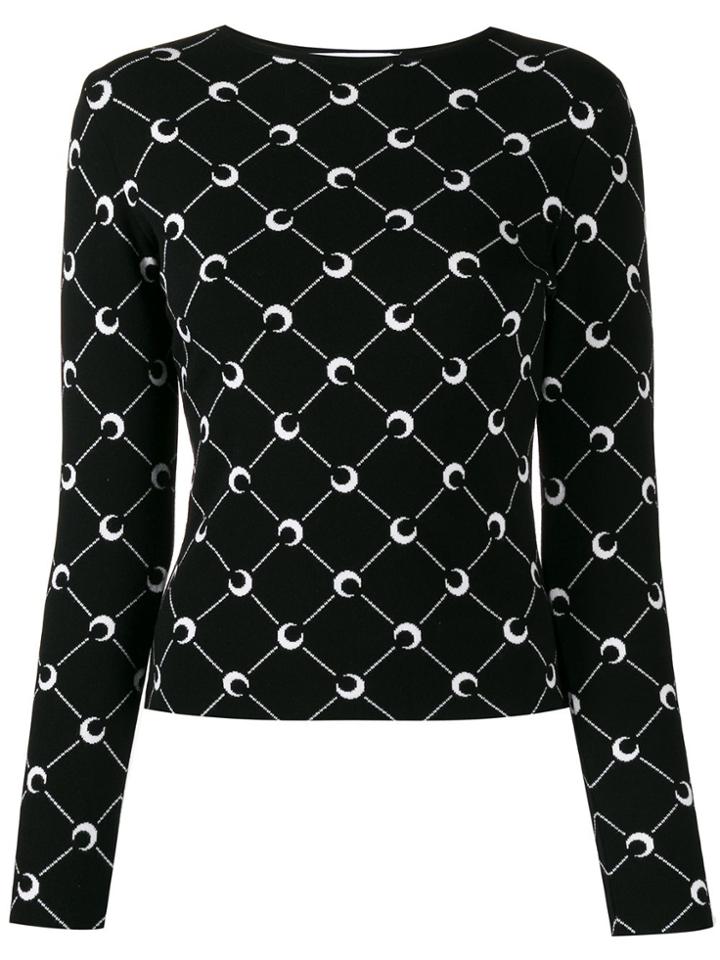 Marine Serre Moon Intarsia Slim-fit Jumper - Black