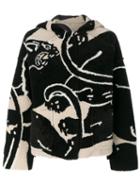 Valentino - Patterned Hooded Coat - Women - Goat Skin/lamb Fur - 42, Brown, Goat Skin/lamb Fur