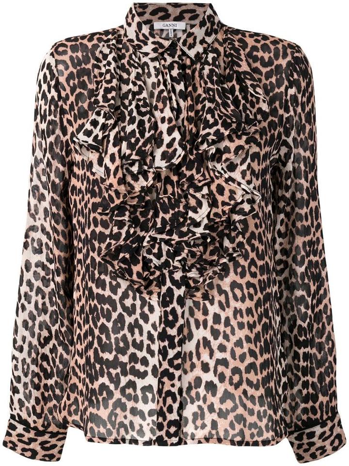 Ganni Leopard-print Shirt - Neutrals