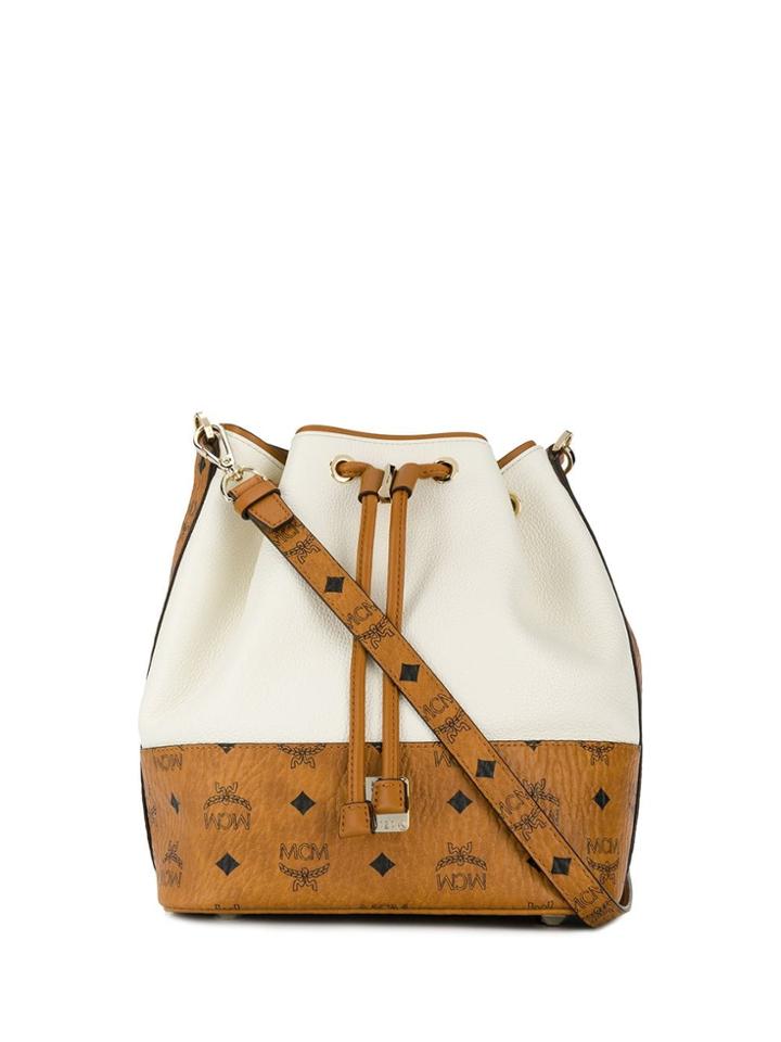 Mcm Logo Bucket Bag - White