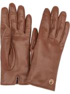 Fendi Leather Logo Gloves - Brown