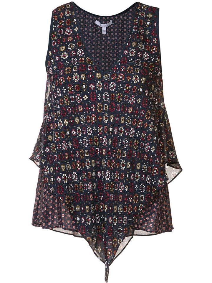 Derek Lam 10 Crosby Printed Tank Top, Women's, Size: 0, Blue, Silk