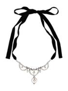 Miu Miu Pearl And Crystal Ribbon Necklace - Metallic