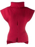 Unravel Project Roll Neck Knitted Top - Red