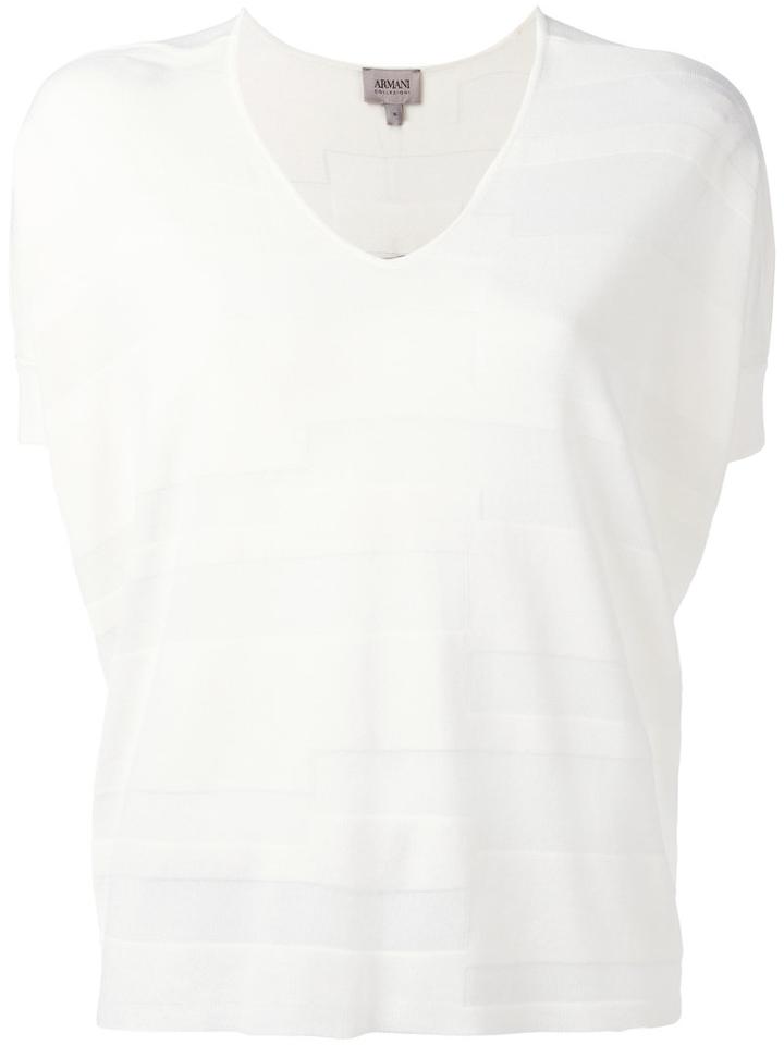 Armani Collezioni - Stylised Knitted Top - Women - Cotton/viscose - S, Women's, White, Cotton/viscose