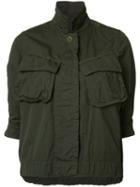 Sacai Cropped Military Jacket, Women's, Size: 2, Green, Cotton