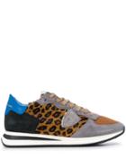 Philippe Model Leopard Panel Sneakers - Grey