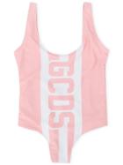 Gcds Kids Logo Print Swim Suit - Pink