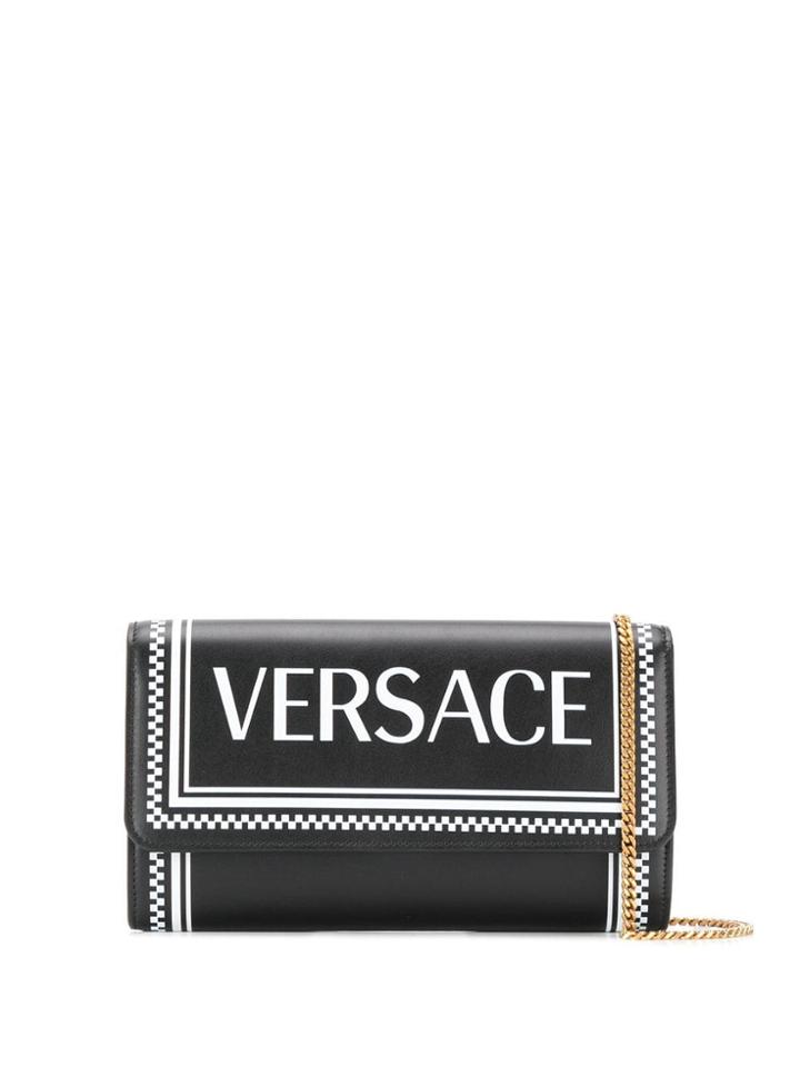 Versace Checkered Logo Crossbody Bag - Black