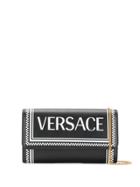 Versace Checkered Logo Crossbody Bag - Black