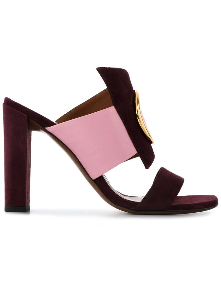 Neous Burgundy Suede Ring 105 Mules - Pink & Purple