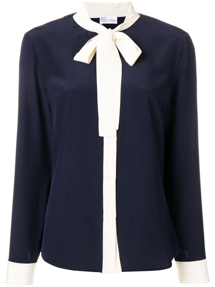 Red Valentino Bow Detail Silk Shirt - Blue