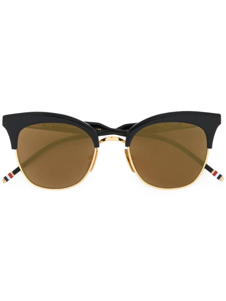 Thom Browne Eyewear 18k Gold Titanium & Navy Acetate Sunglasses - Blue