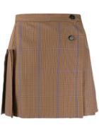 Vivienne Westwood Anglomania Check Pleated Mini Skirt - Brown