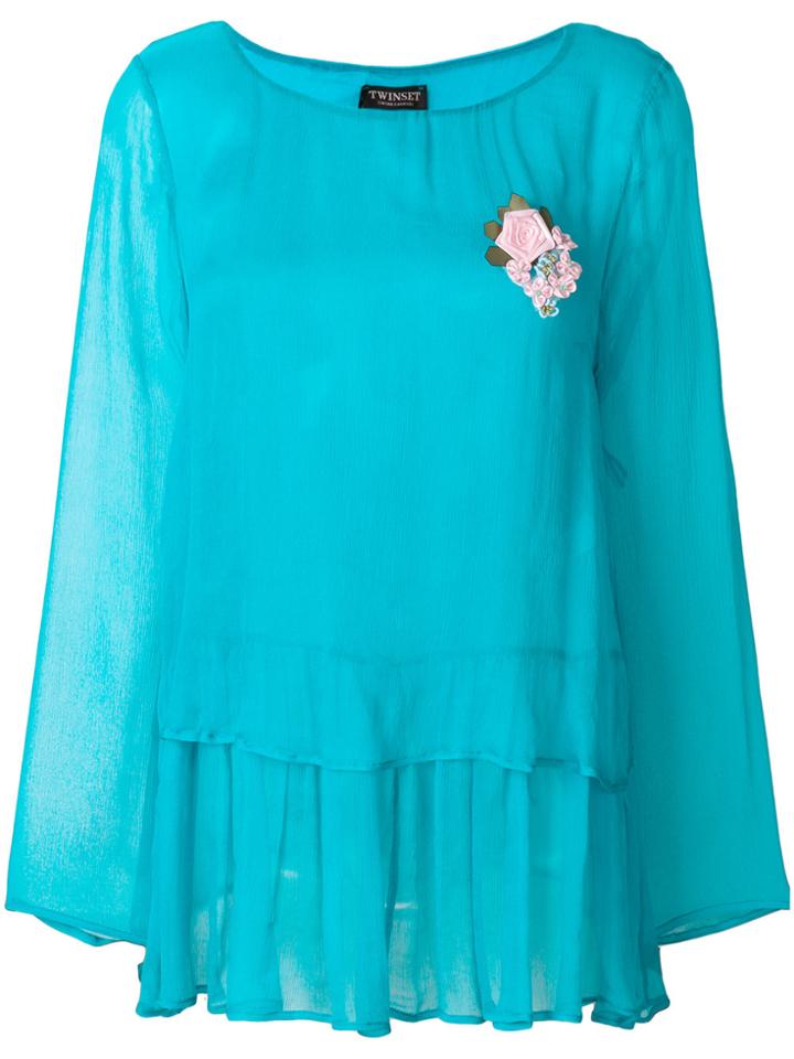 Twin-set Ruffled Hem Blouse - Blue