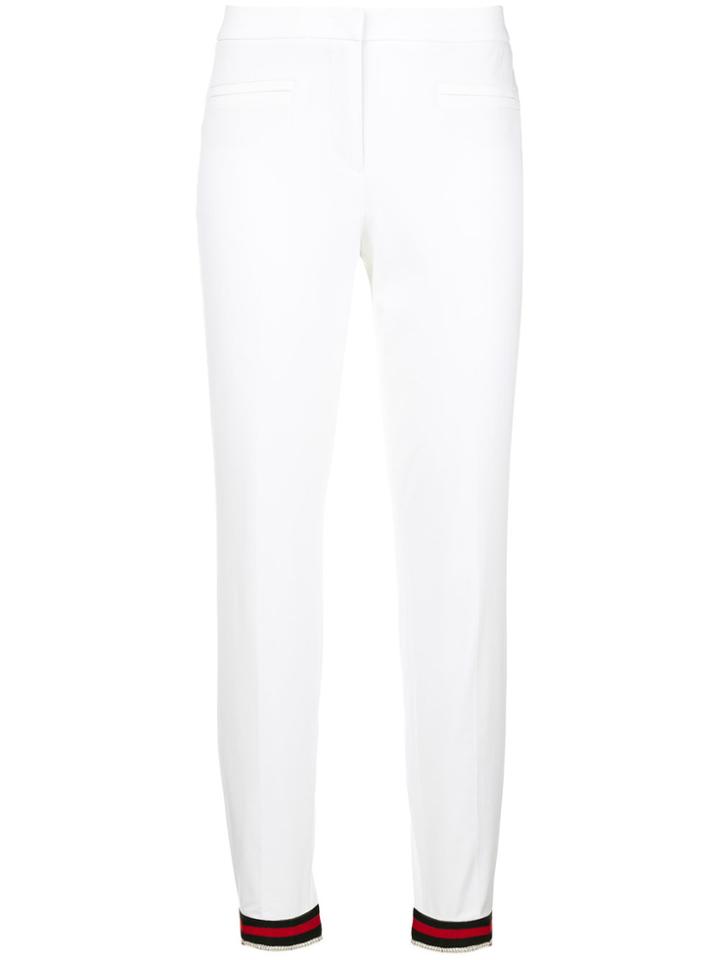 Cambio Contrast-hem Tailored Trousers - White