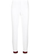 Cambio Contrast-hem Tailored Trousers - White