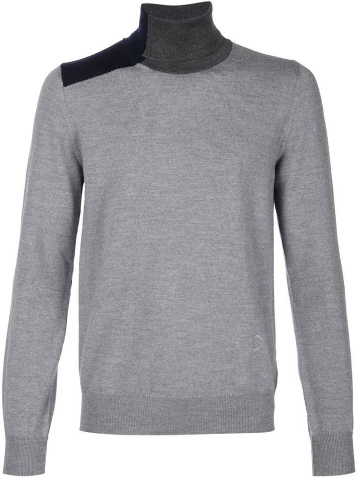 Viktor & Rolf Intarsia Roll-neck Sweater, Men's, Size: Small, Grey, Wool