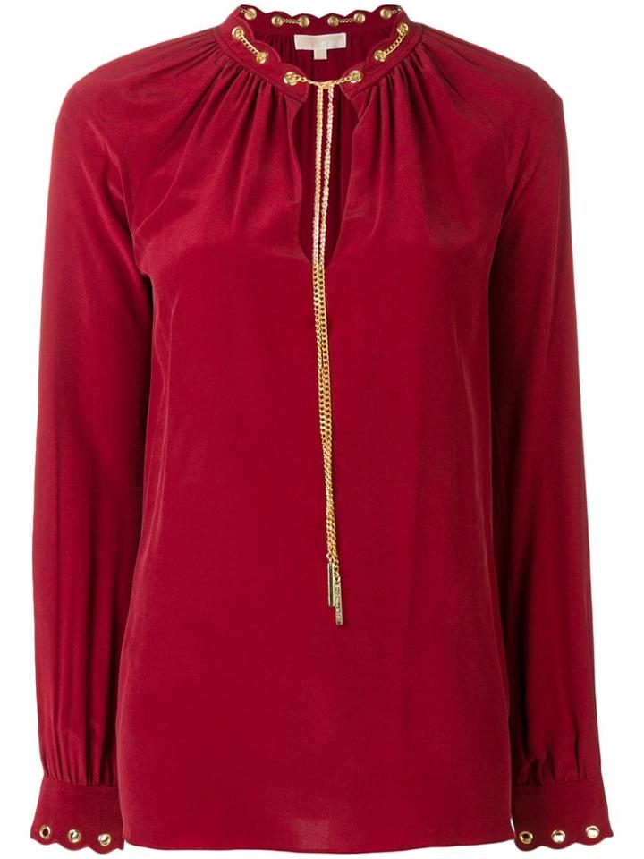 Michael Michael Kors Gold Chain Blouse - Red