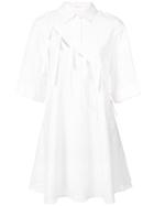 Sandy Liang Perforated Shirt Dress - White