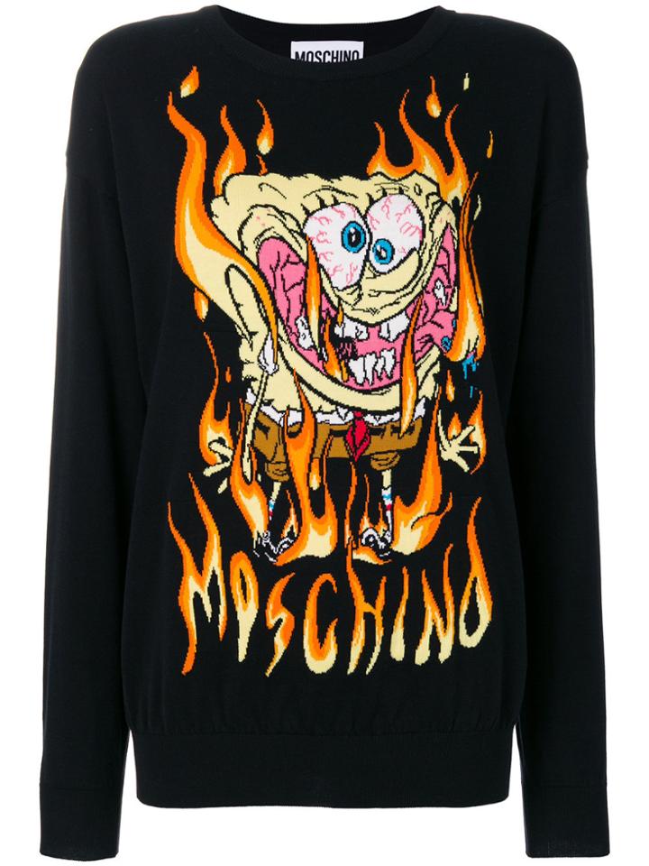 Moschino Embroidered Spongebob Sweater - Black